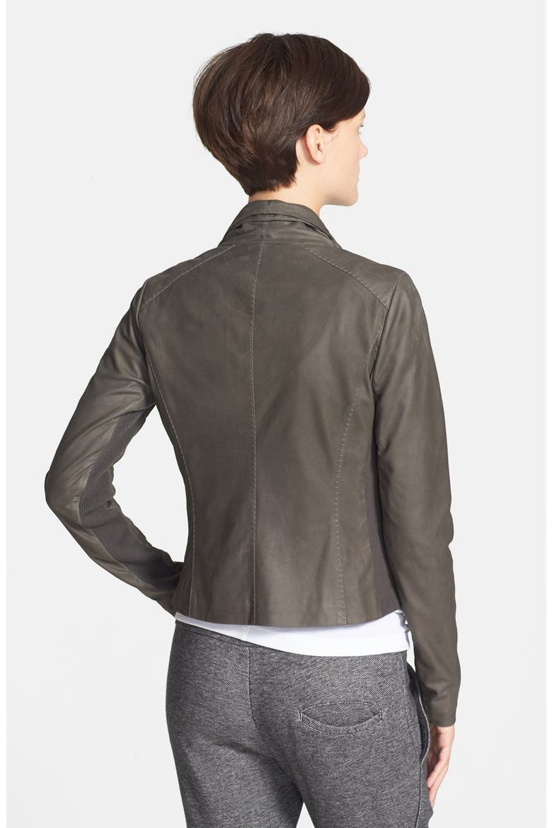 'Paper' Leather Scuba Jacket, Alternate, color, CHARCOAL