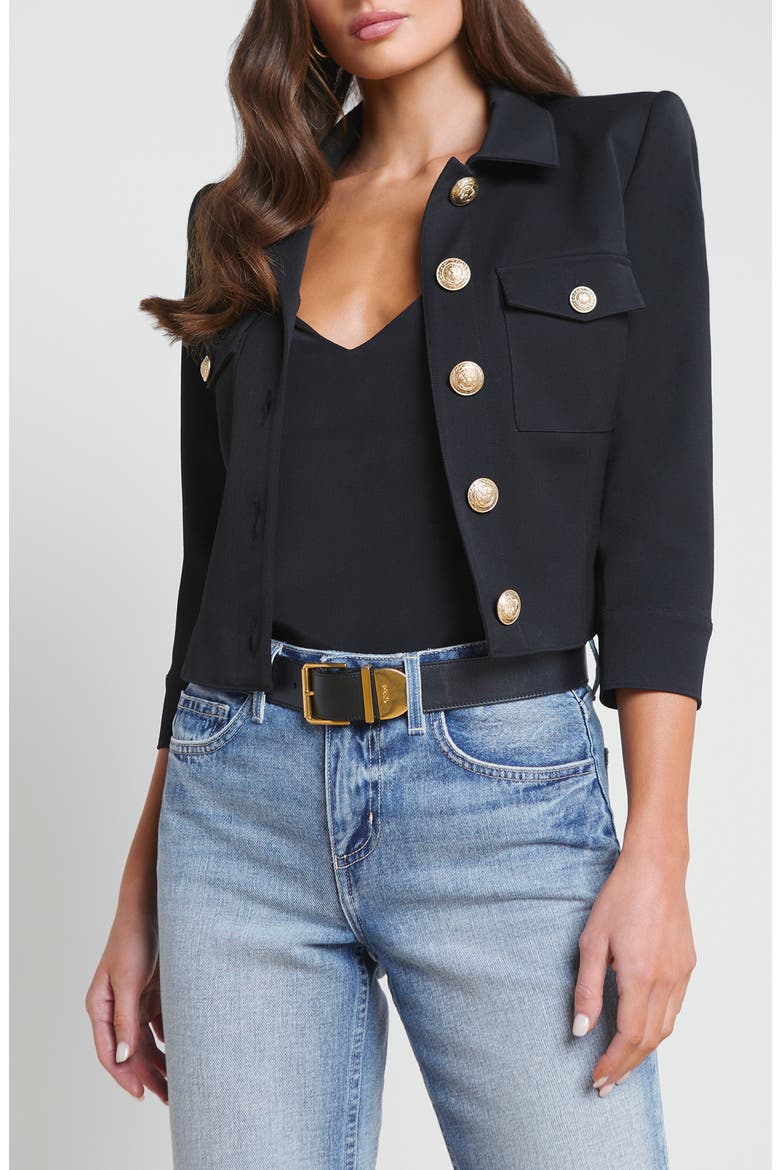 Kumi Fitted Crop Jacket, Main, color, BLACK