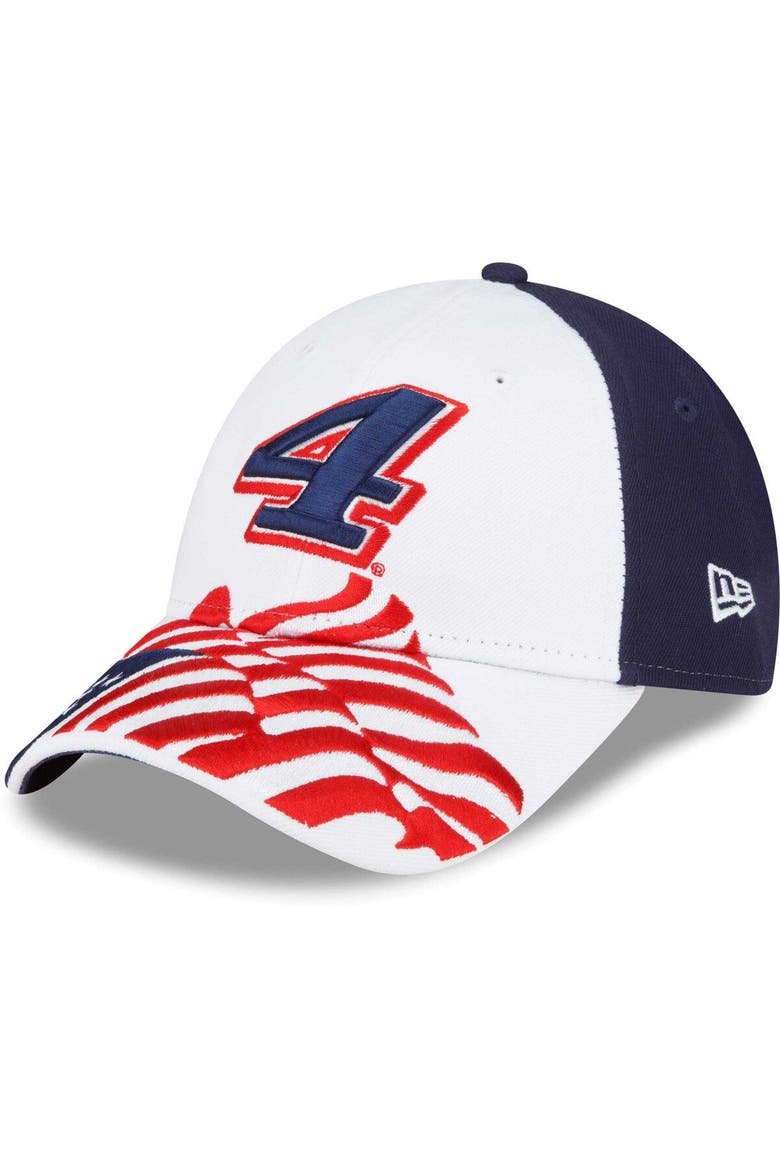 Men's New Era White/Blue Kevin Harvick 9FORTY Americana Snapback Adjustable Hat, Main, color, White
