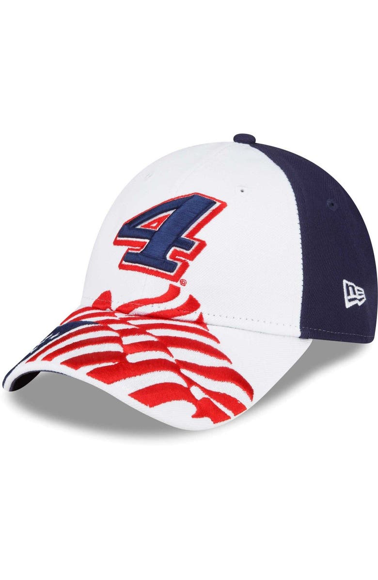 New Era Men's New Era White/Blue Kevin Harvick 9FORTY Americana Snapback Adjustable Hat, Main, color, White