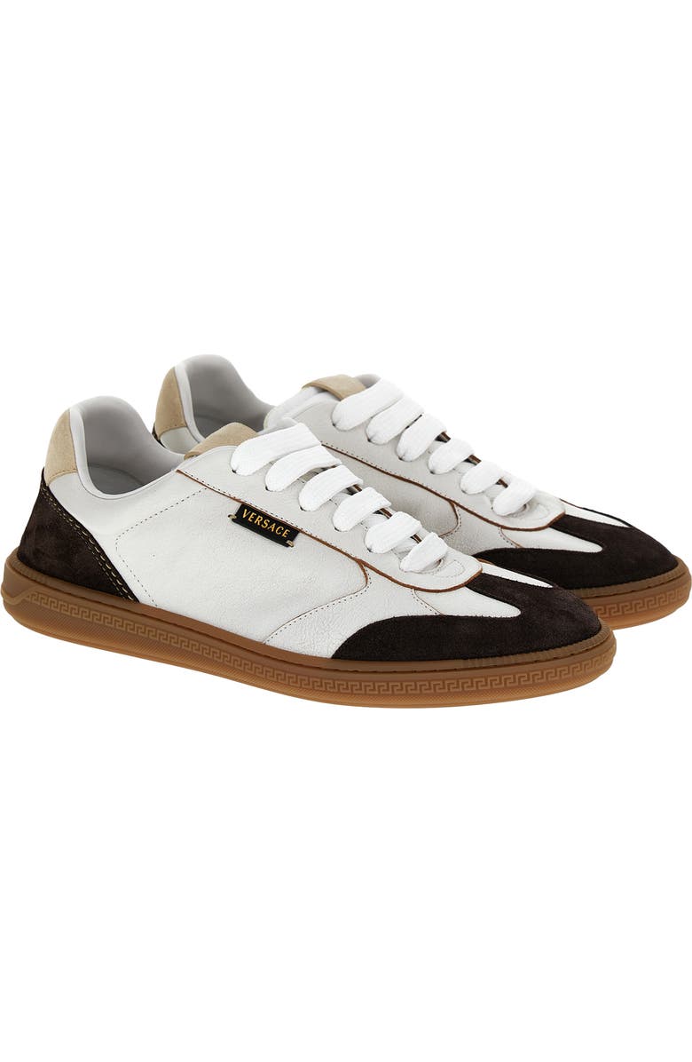Versace First Line Greca Court Low Top Sneaker, Main, color, Moka White