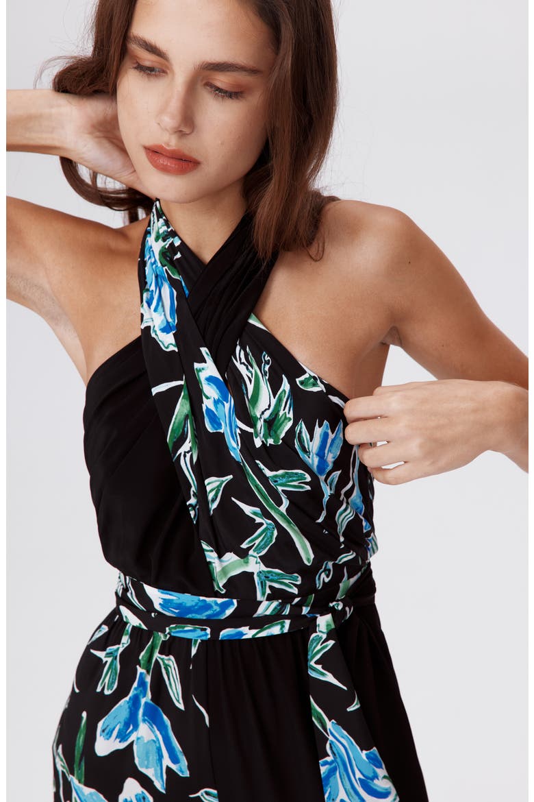 Cort Mixed Print Halter Jumpsuit, Alternate, color, TULIP FIELDS BLUE LG/BLK