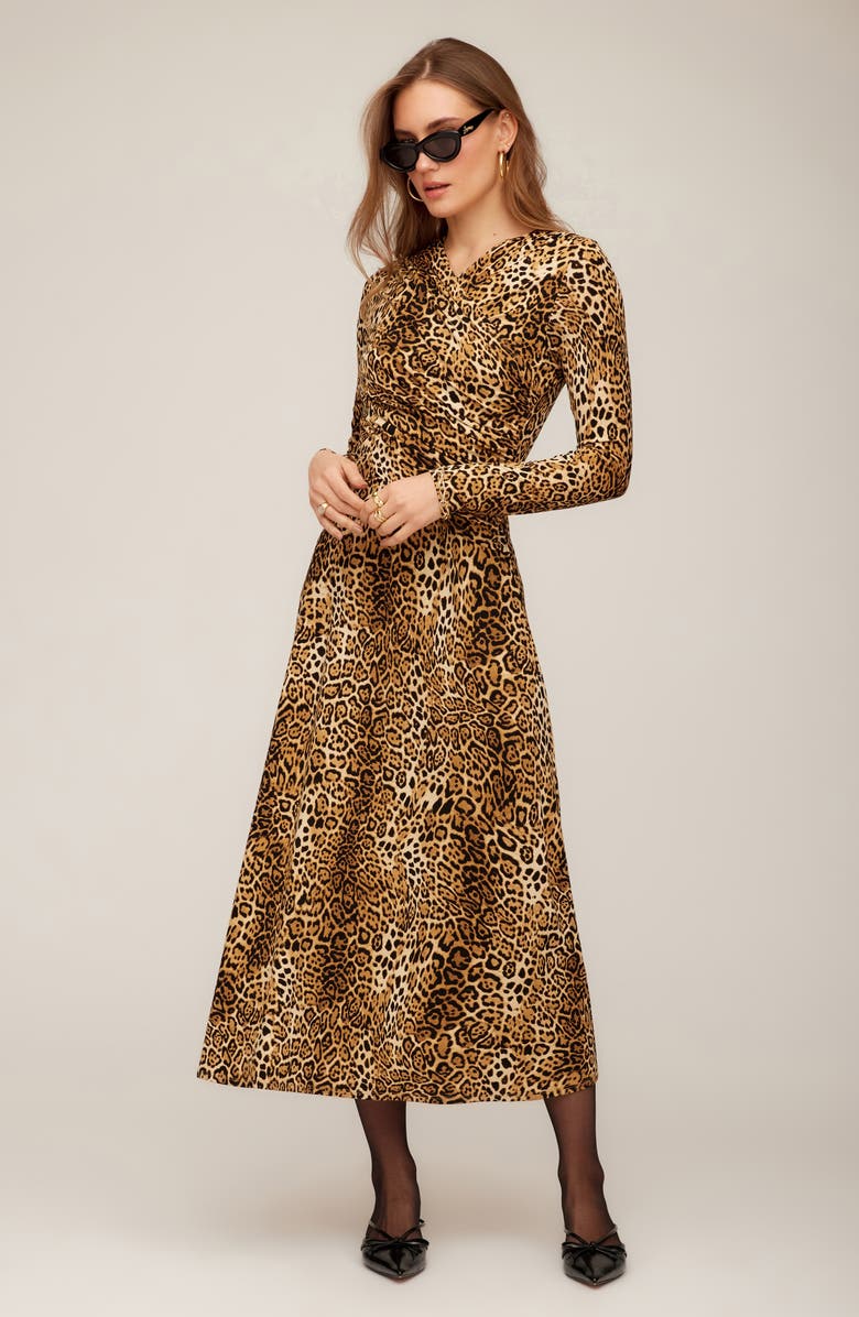 FIFTEEN TWENTY Kourtney Leopard Print Long Sleeve Dress, Alternate, color, Leopard