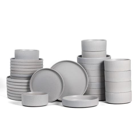 Haven Stoneware 32-Piece Dinnerware Set with Pasta Bowls