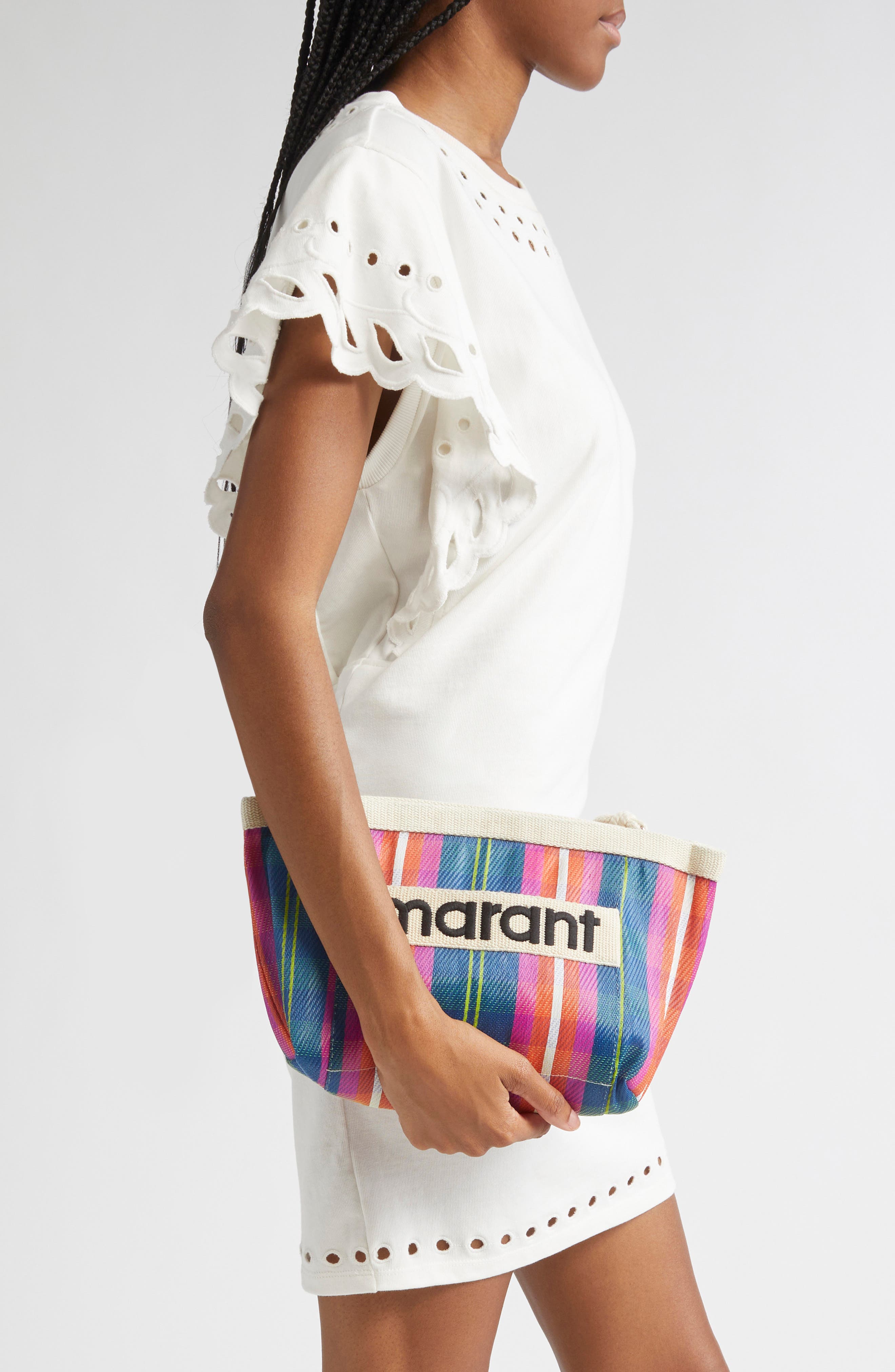 Isabel Marant Powden Stripe Nylon Pouch, Alternate, color, 