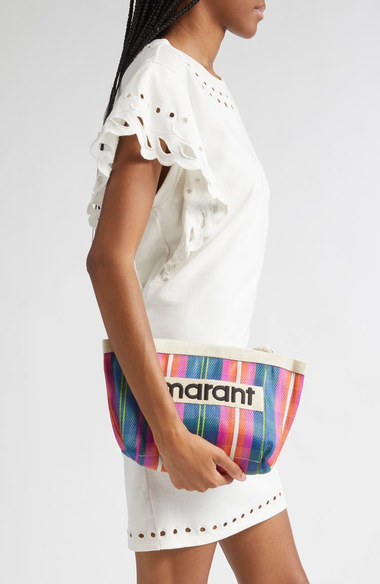 Isabel Marant Powden Stripe Nylon Pouch, Alternate, color,
