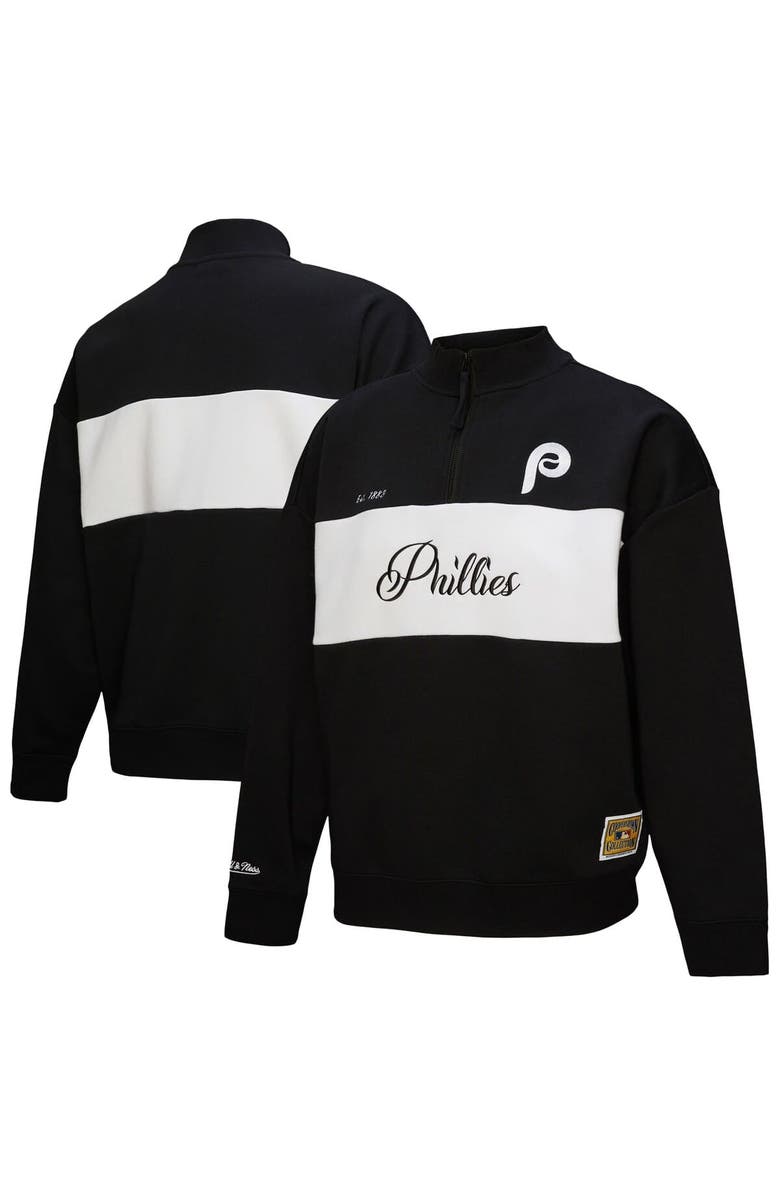 Mitchell & Ness Women's Mitchell & Ness Black Philadelphia Phillies Quarter-Zip Pullover Top, Main, color, Black