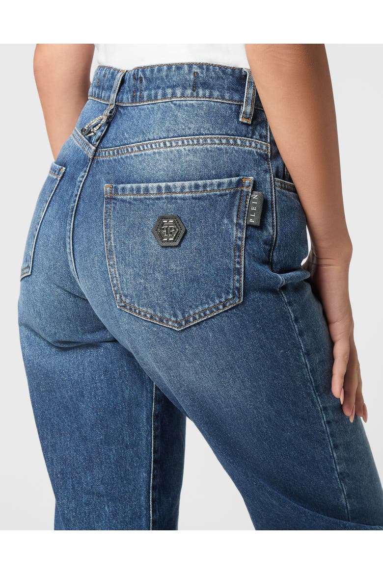 Denim Mom Fit Trousers Women, Alternate, color, BlueShark