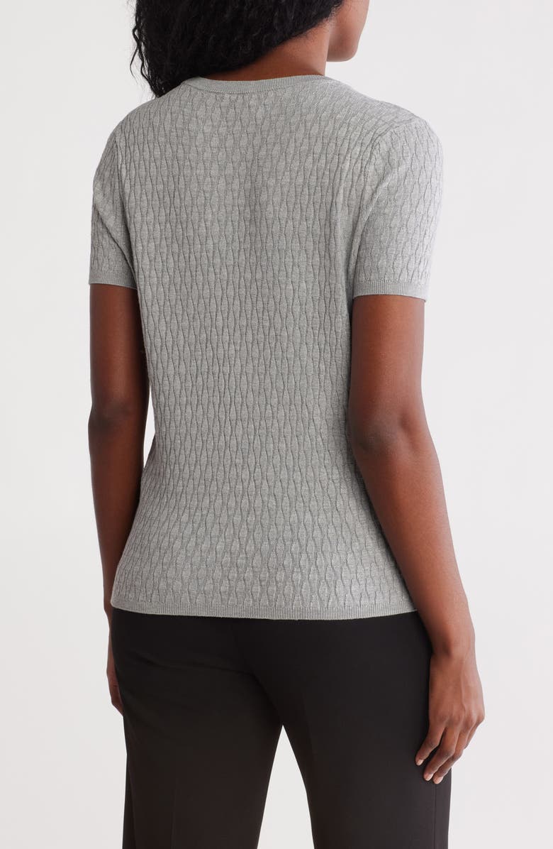 Calvin Klein Textured Short Sleeve Sweater, Alternate, color, Light Grey Heather