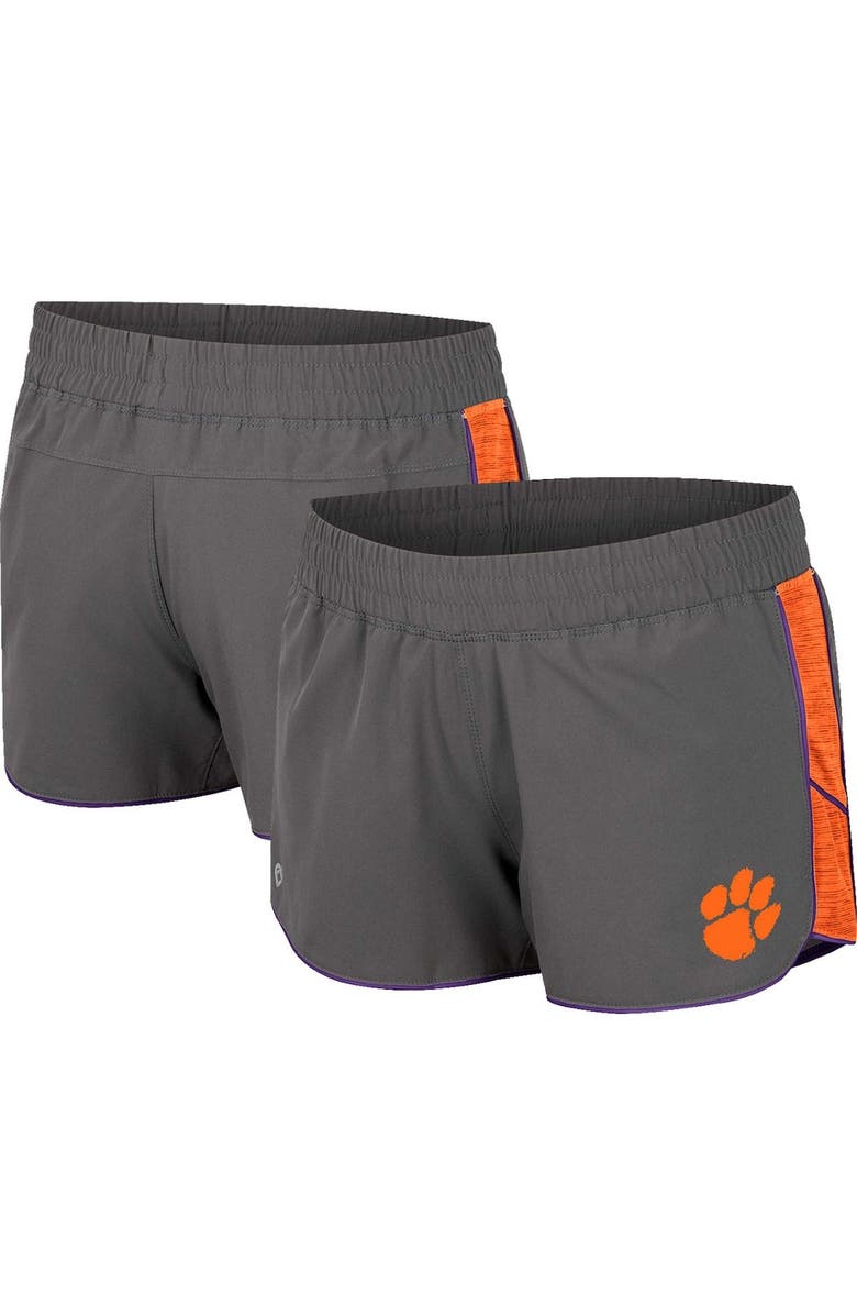 COLOSSEUM Women's Colosseum Gray Clemson Tigers Pull The Switch Running Shorts, Main, color, Gray