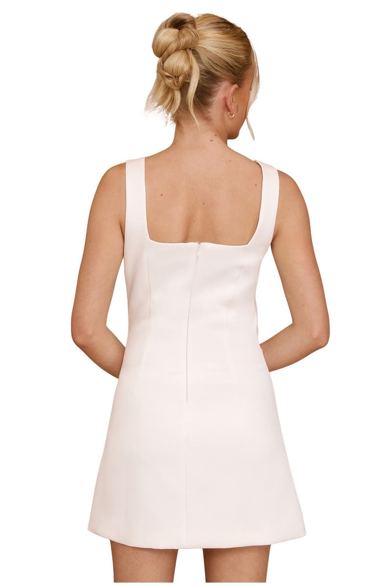 Six Stories Bonnie Square Neck Satin Mini Dress, Alternate, color, White