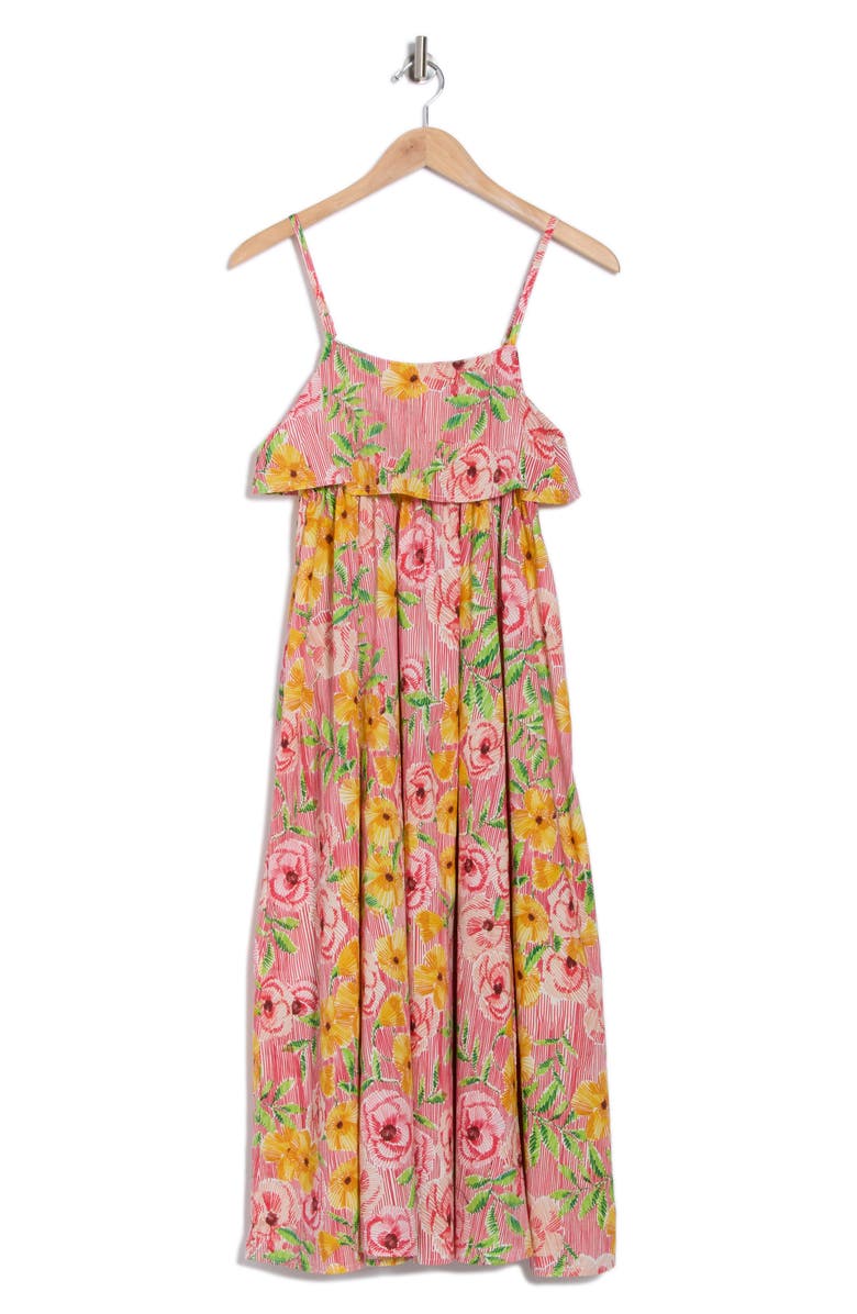 STITCHDROP Barbuda Floral Print Sleeveless Midi Dress, Alternate, color, Sketch Peony