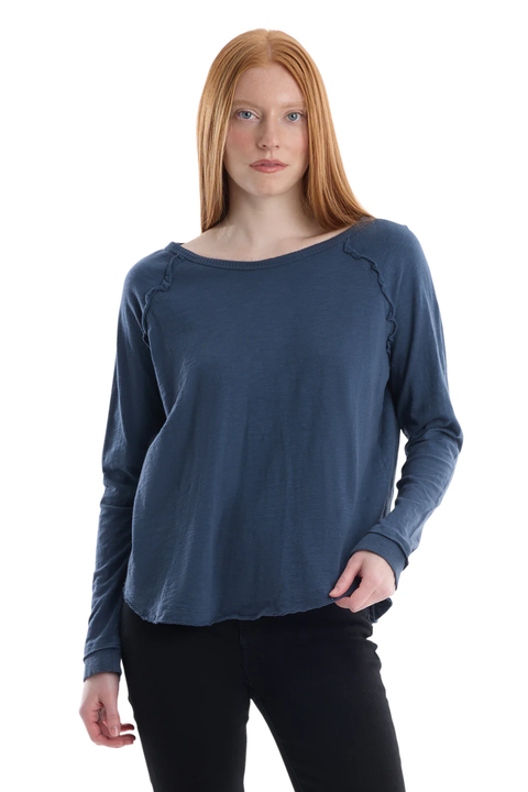 Raglan Long Sleeve Tee with Ruffle Detail