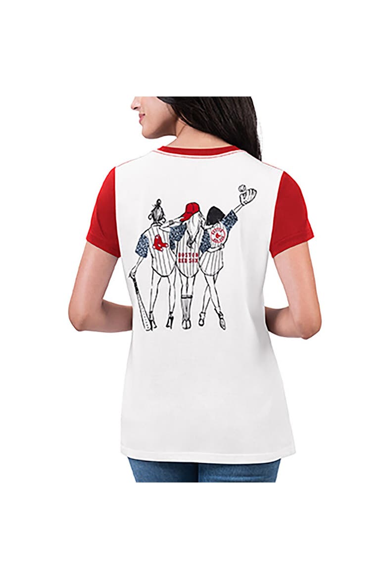 Women's G-III 4Her by Carl Banks White Boston Red Sox Illustration Ringer T-Shirt, Alternate, color, White