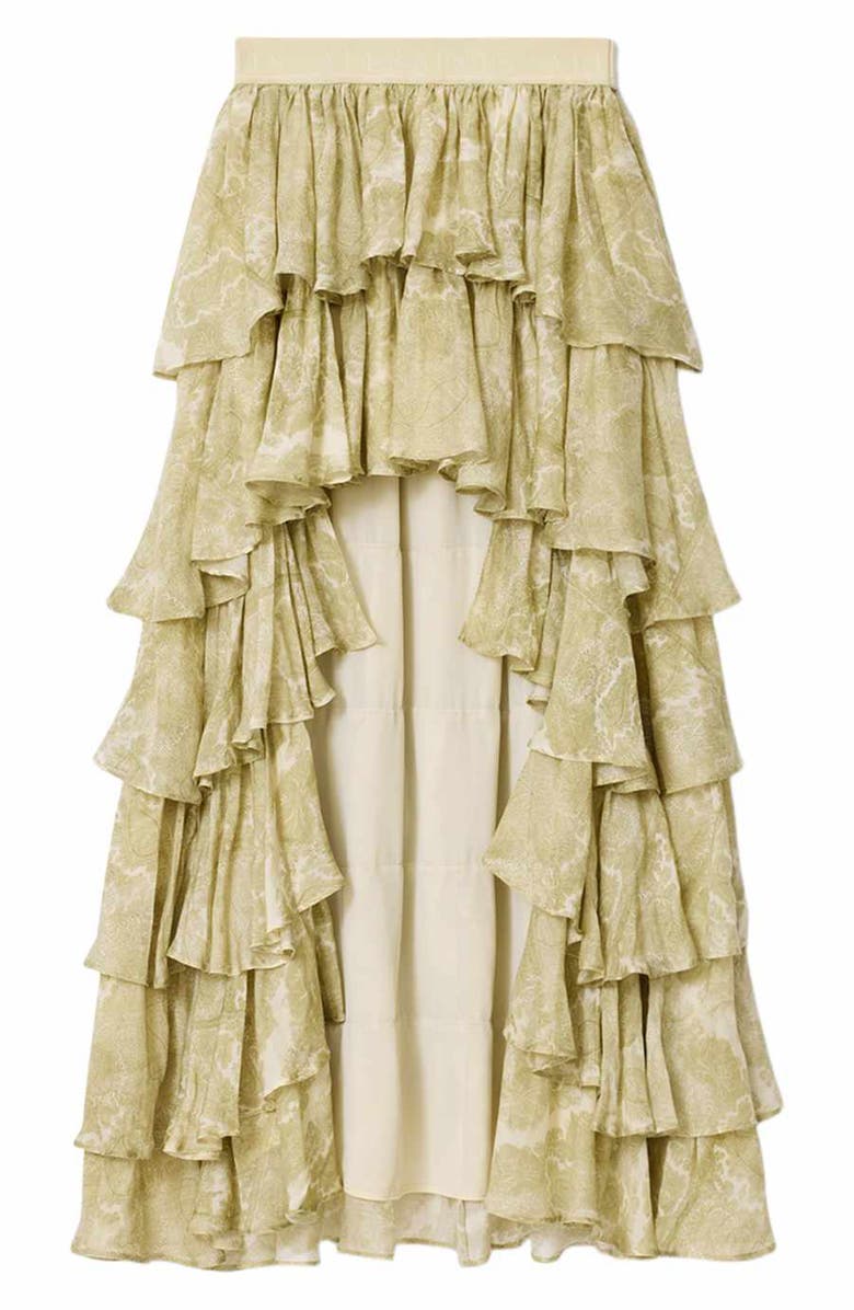 AllSaints Cavarly High-Low Maxi Skirt, Alternate, color, Joanne Gold Green
