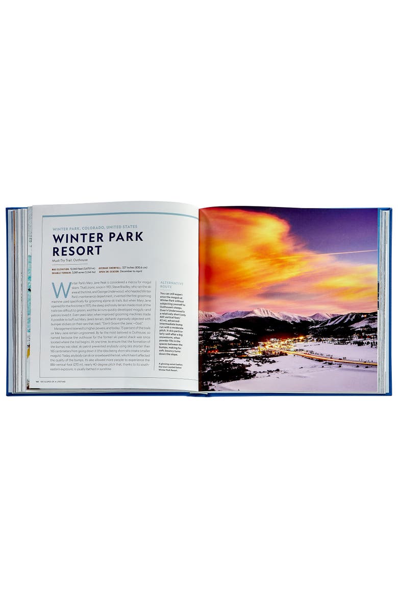 100 Slopes of a Lifetime The World's Ultimate Ski and Snowboard Destinations Leather Edition, Alternate, color, Blue