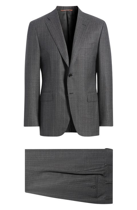 Siena Regular Fit Herringbone Wool Suit
