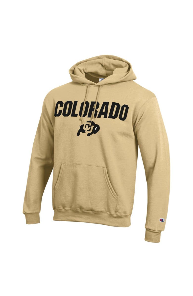 Champion Men's Champion Gold Colorado Buffaloes Straight Over Logo Powerblend Pullover Hoodie, Alternate, color, Gold