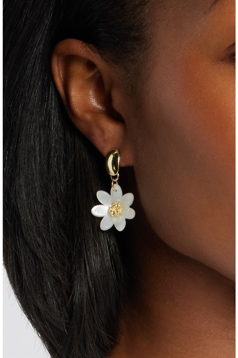 Petal Drop Earrings, Alternate, color, WHITE- GOLD