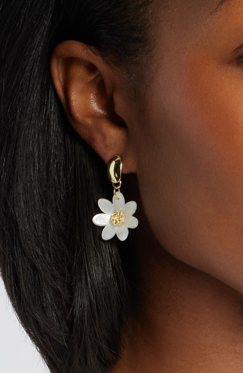Nordstrom Petal Drop Earrings, Alternate, color, White- Gold