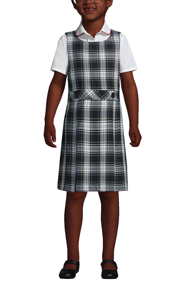 Lands' End Girls Uniform Plaid Jumper, Main, color, White Plaid_