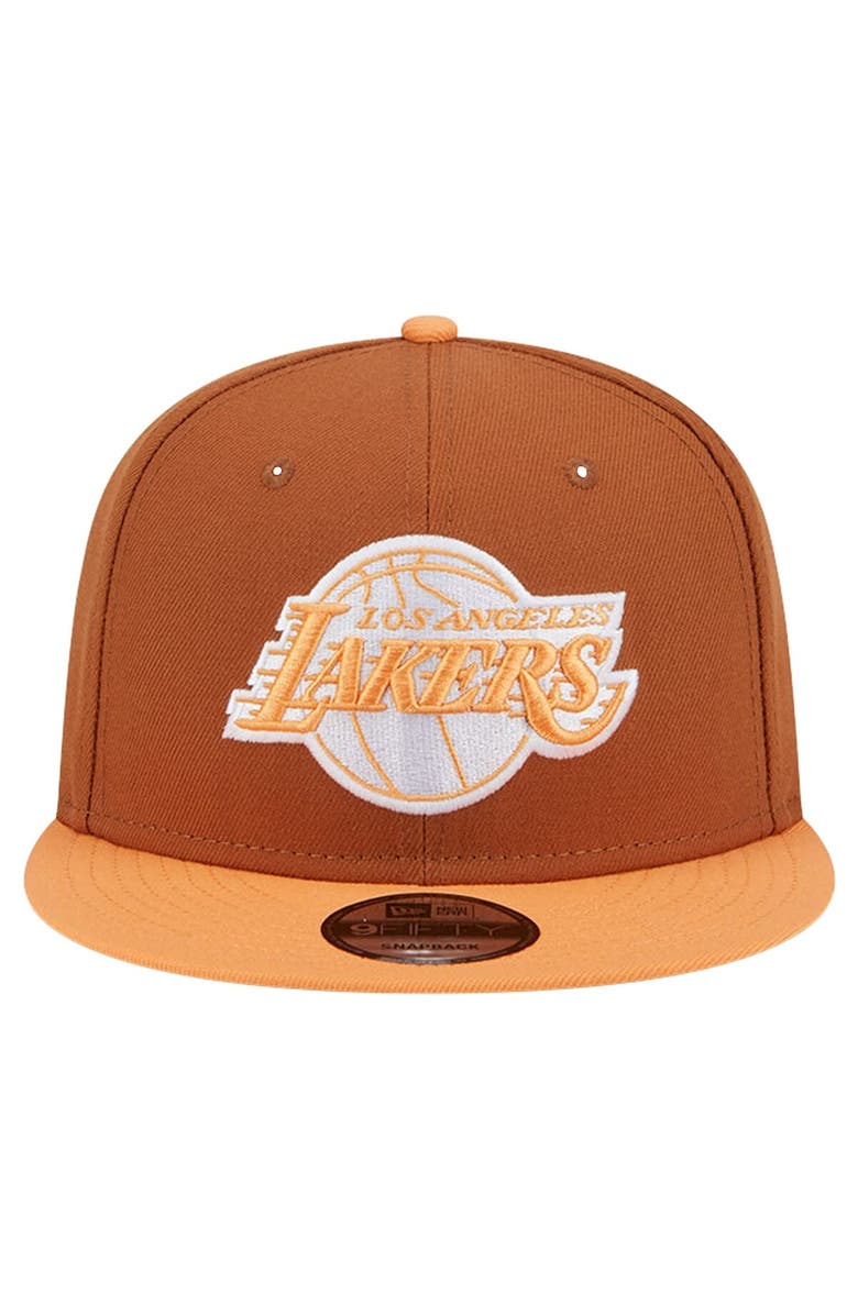 New Era Men's New Era Brown/Orange Los Angeles Lakers 2-Tone Color Pack 9FIFTY Snapback Hat, Alternate, color, 