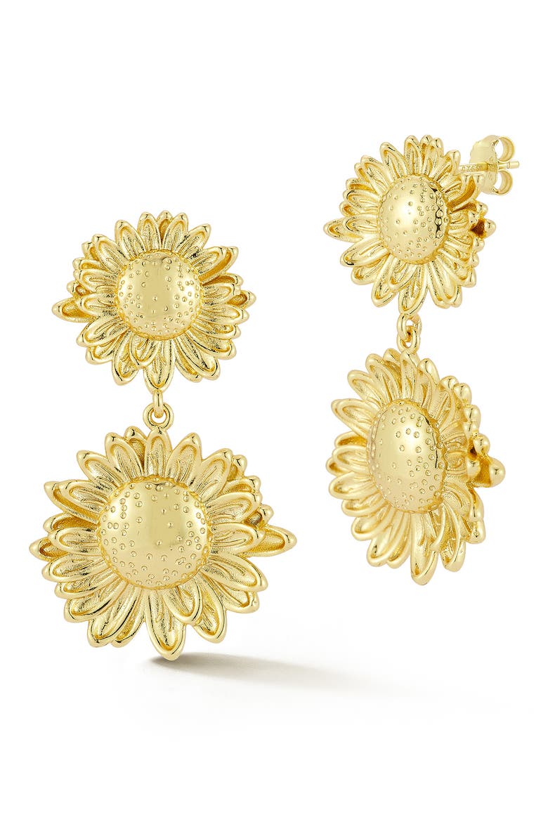 Sunflower Drop Earrings, Main, color, GOLD