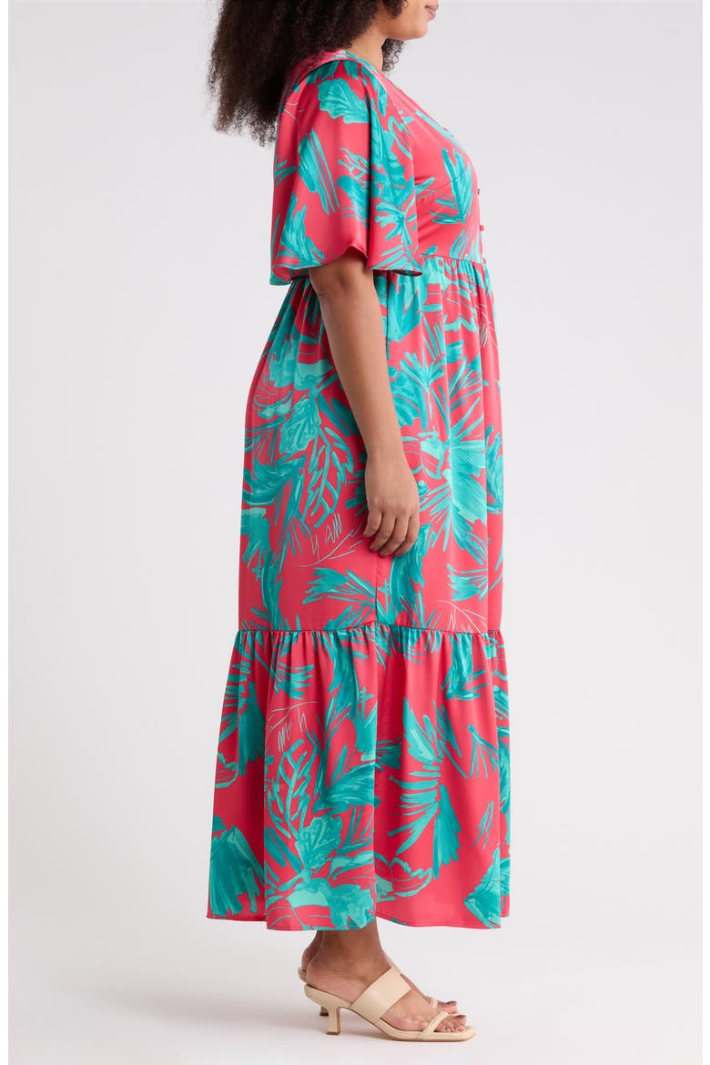 Palm Tropics Pismo Button Maxi Dress, Alternate, color, PINK-GREEN