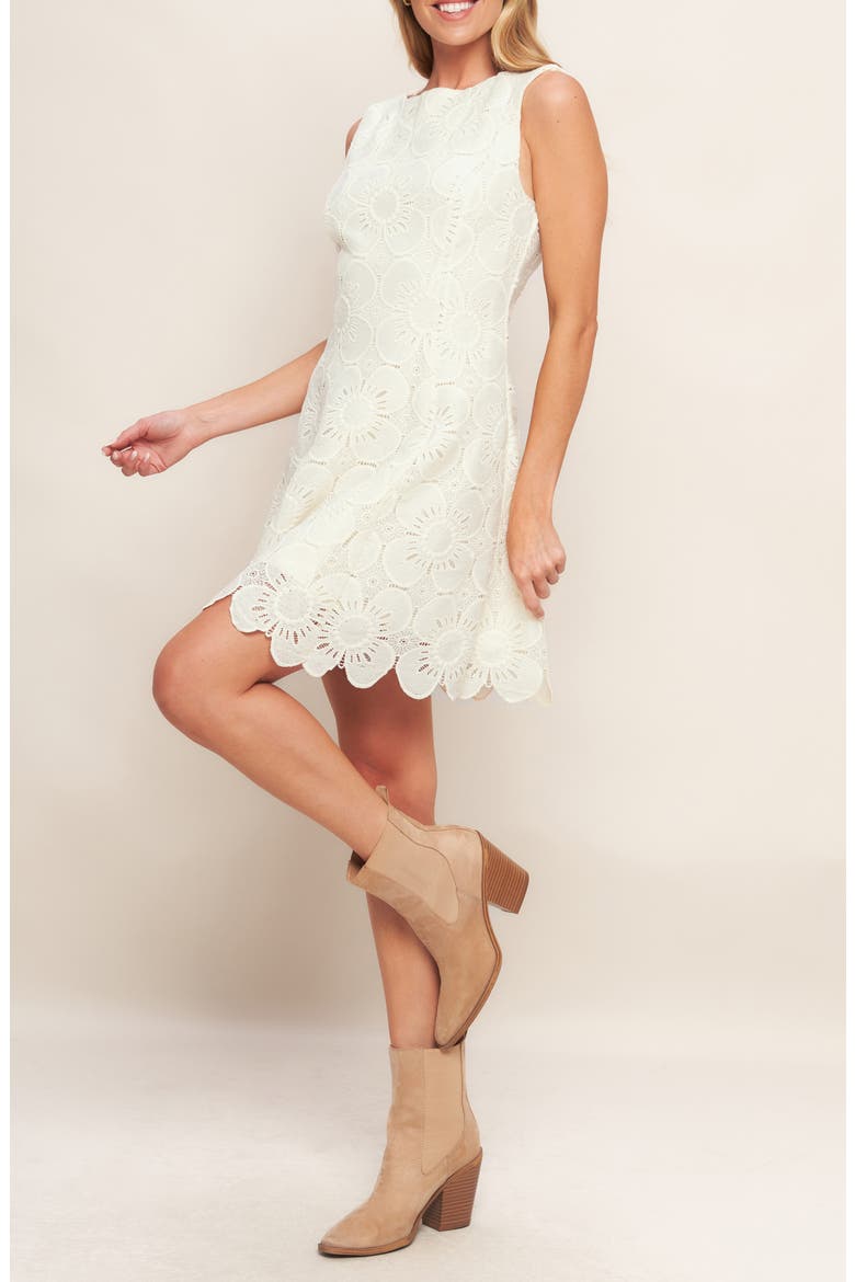 Floral Lace Minidress, Alternate, color, VINTAGE IVORY