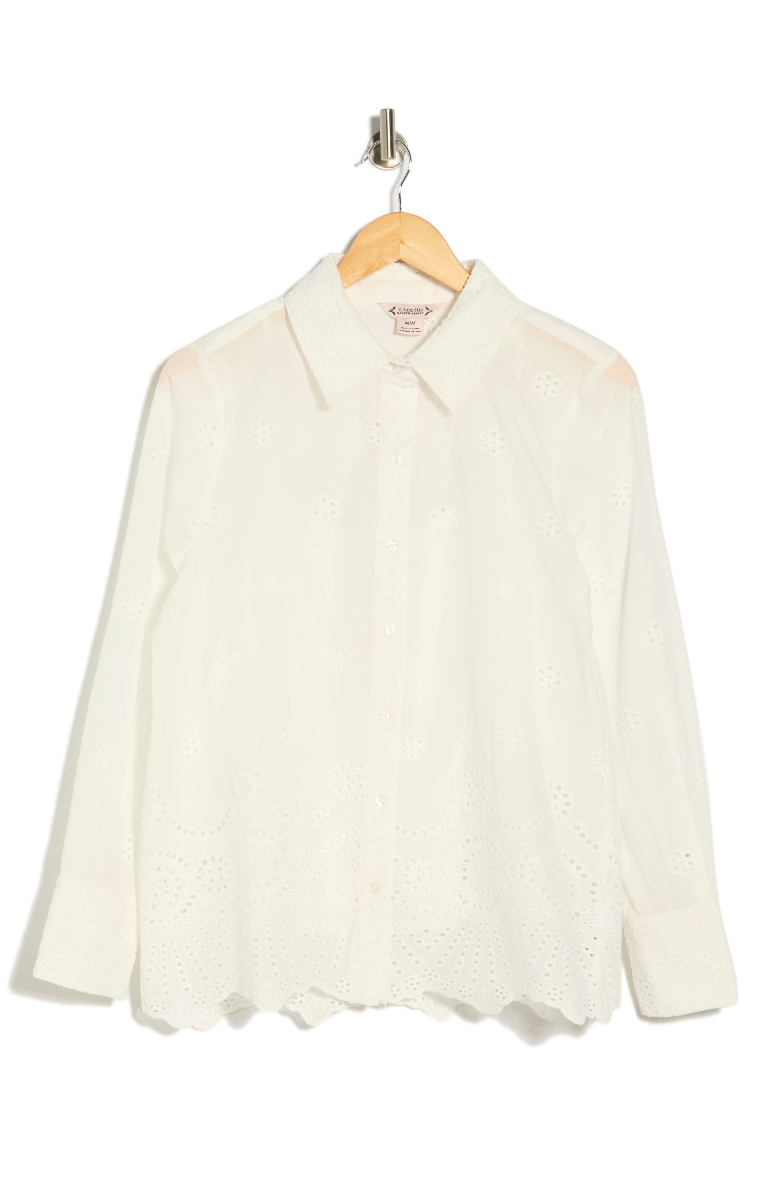 Nanette Lepore Long Sleeve Eyelet Top