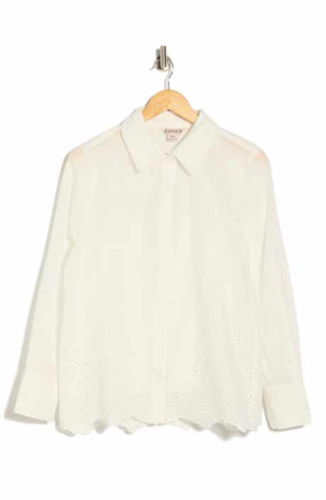 Nanette Lepore Long Sleeve Eyelet Top