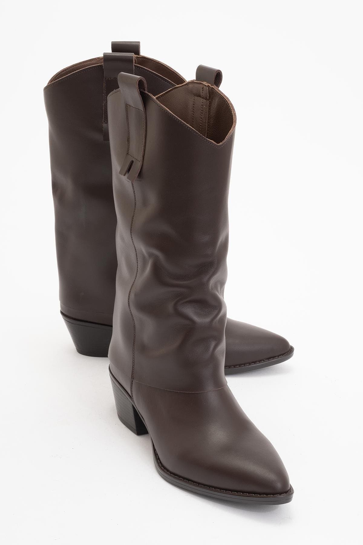 Teodora Leather Block Heel Boot, Main, color, Brown Leather