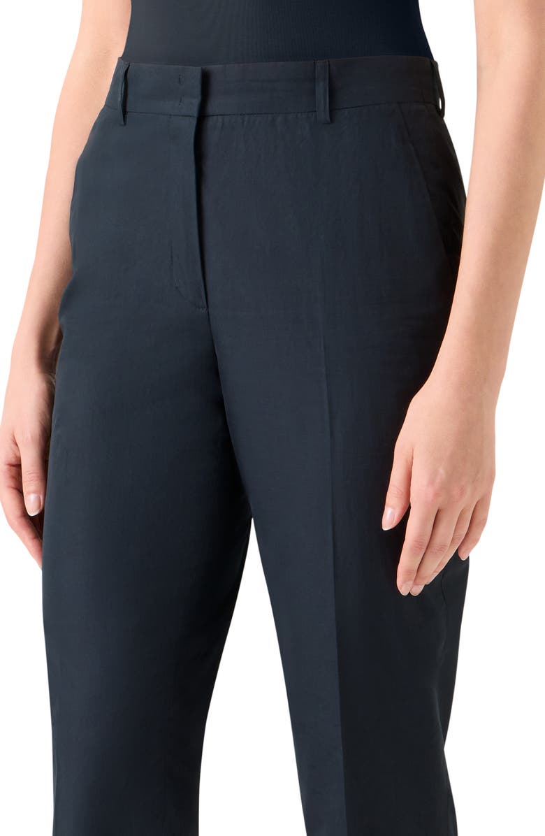Akris Flavin Cotton Poplin Ankle Pants, Alternate, color, Black
