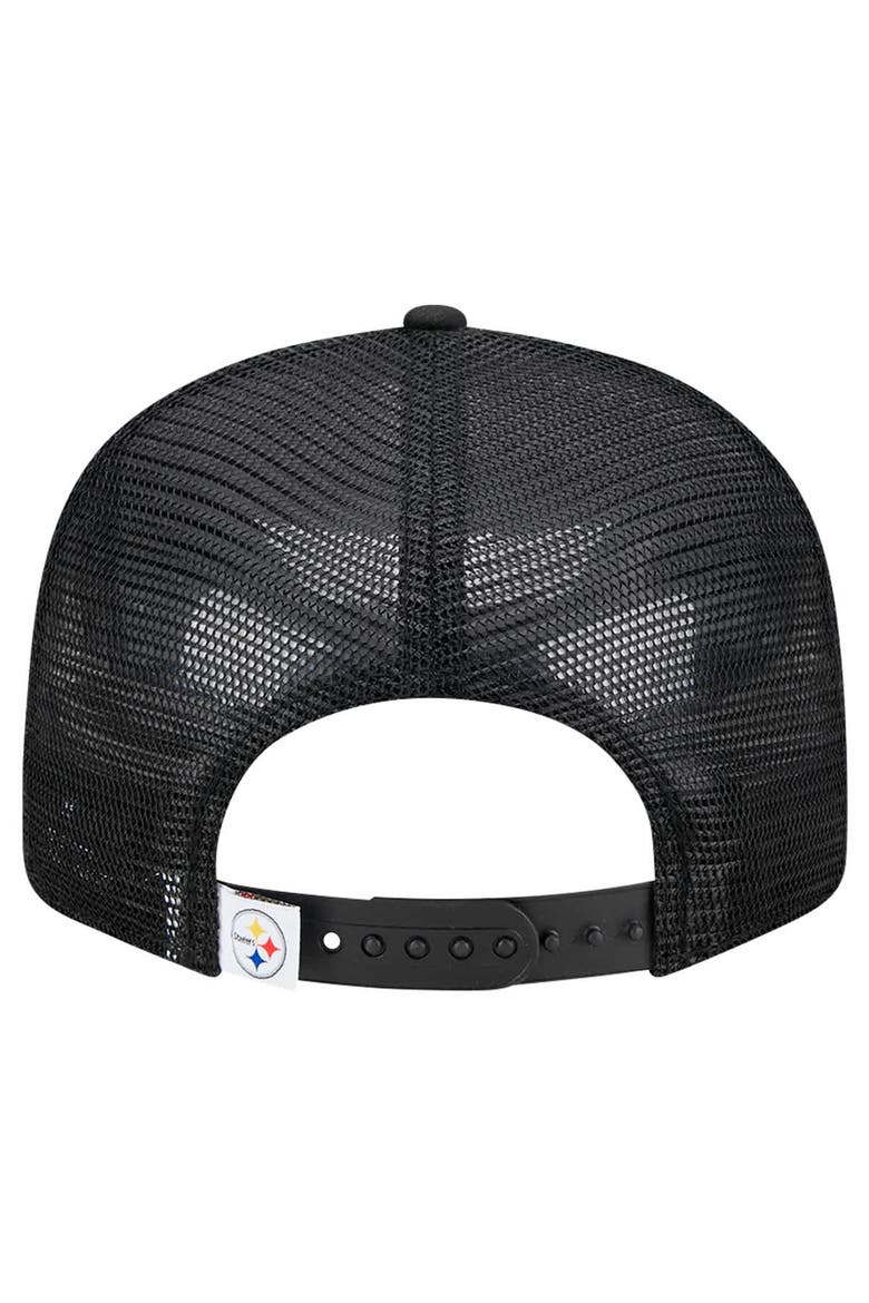 Men's New Era Black Pittsburgh Steelers  Main Trucker 9FIFTY Snapback Hat, Alternate, color, Black