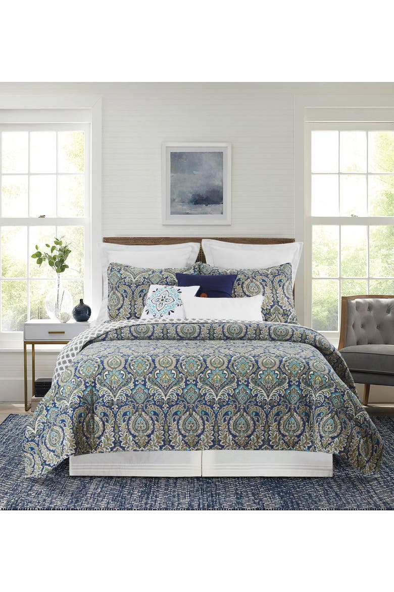 Kingstown Paisley Damask Quilt Set, Alternate, color, Green