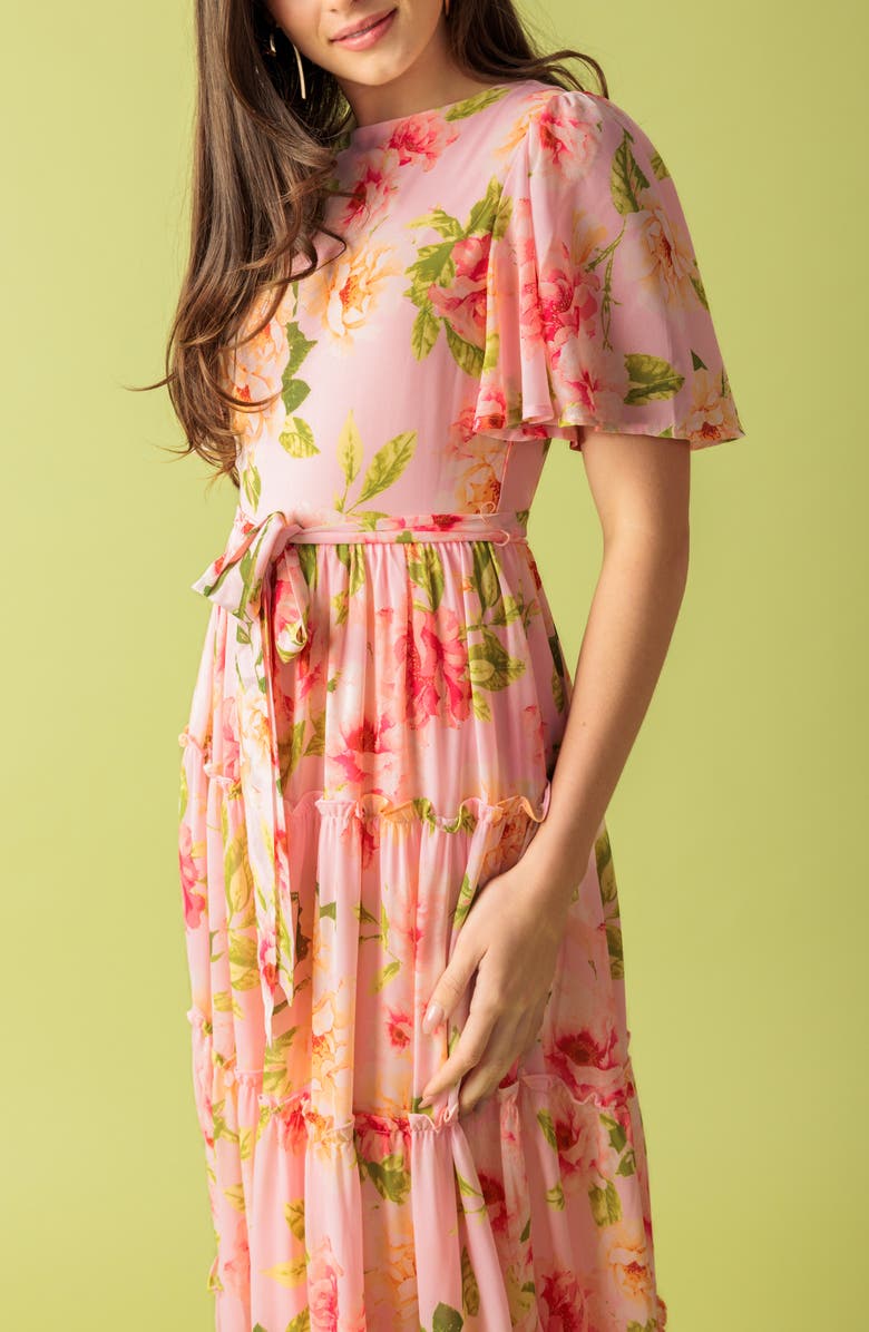 FLYING TOMATO Flutter Sleeve Maxi Dress, Alternate, color,