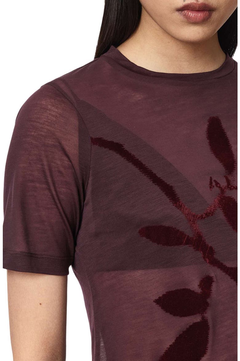 Athea Sheer Graphic Tee, Alternate, color, BURGUNDY RED
