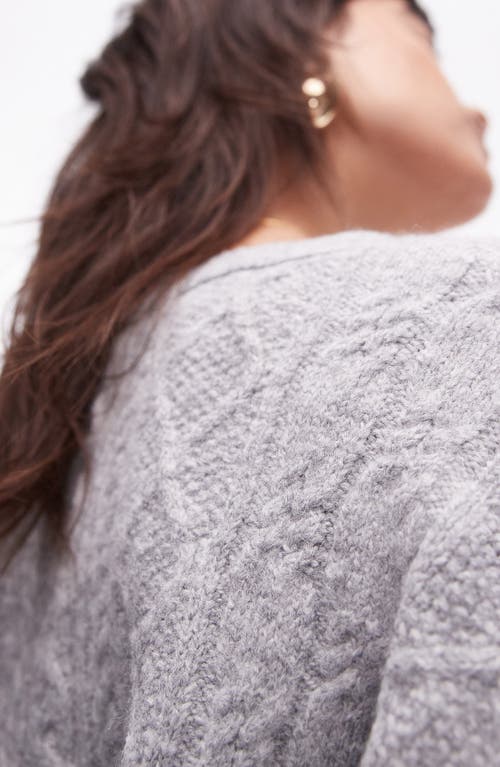Topshop Cable Crop Cardigan In Grey