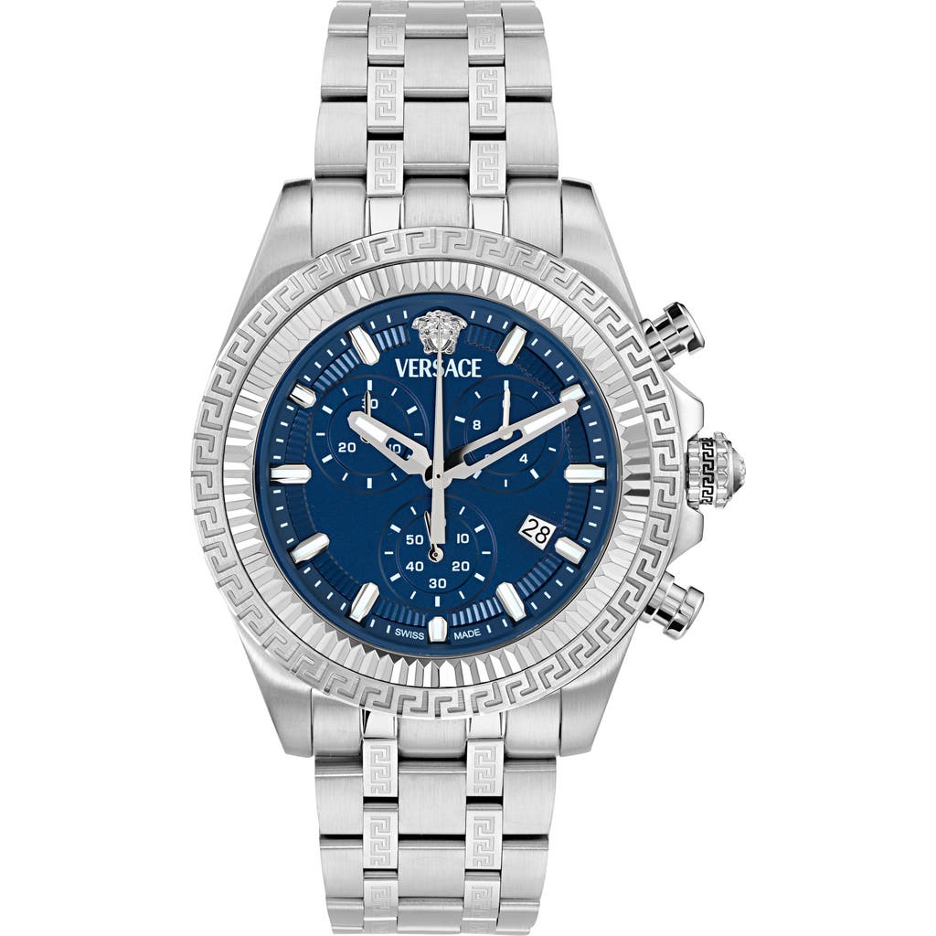 Versace Fornax Chronograph Bracelet Watch, 43mm In Metallic