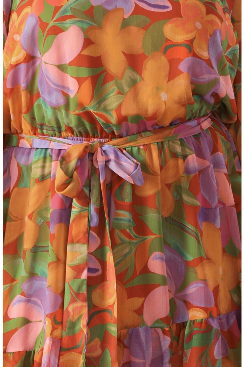 Long Sleeve Print Minidress, Alternate, color, RUST