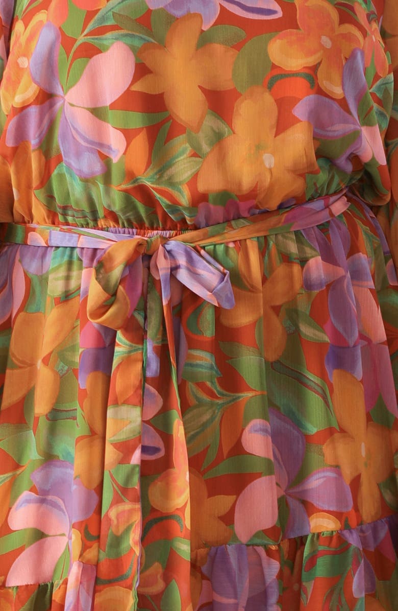 FLYING TOMATO Long Sleeve Print Minidress, Alternate, color, Rust