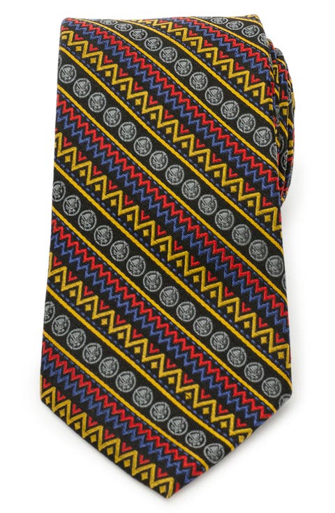 Black Panther Stripe Silk Blend Tie