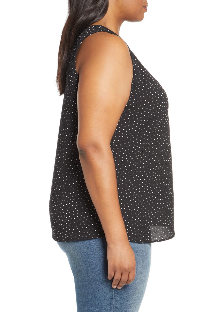 Loveappella Easy Scoop Neck Tank Top, Alternate, color, Black Pindot