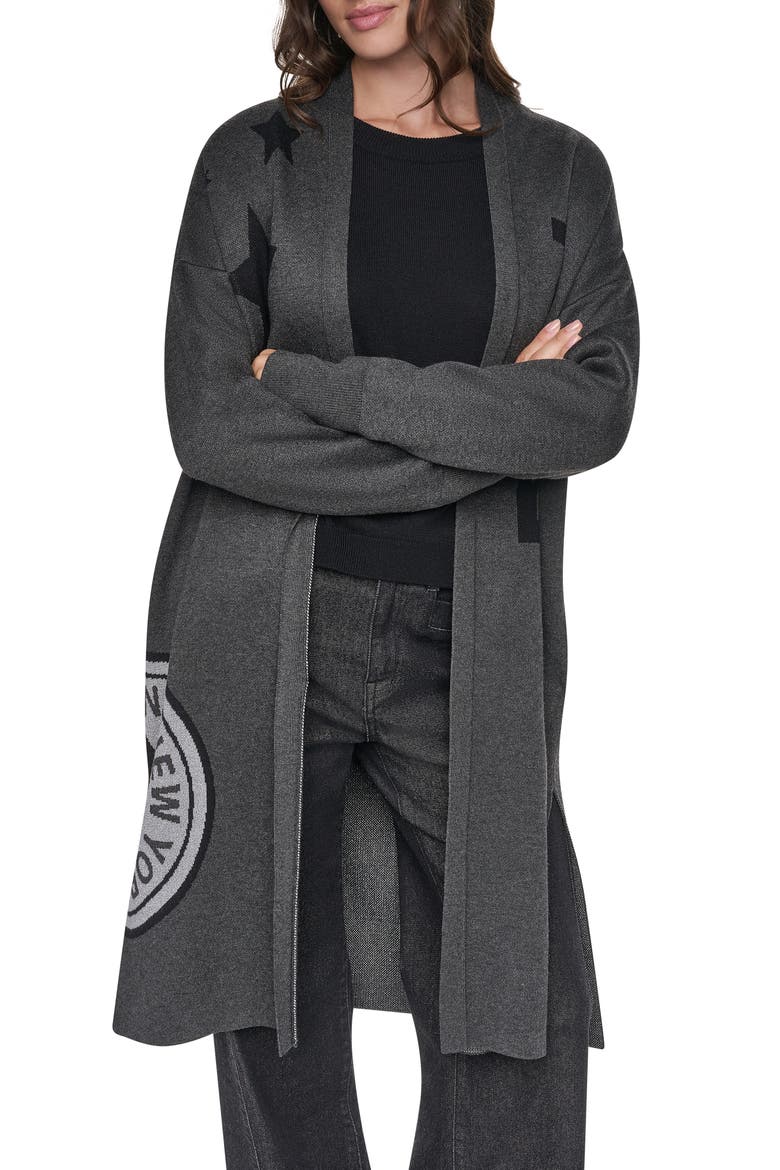 Metallic Oversize Open Front Cardigan, Alternate, color, ASPHALT