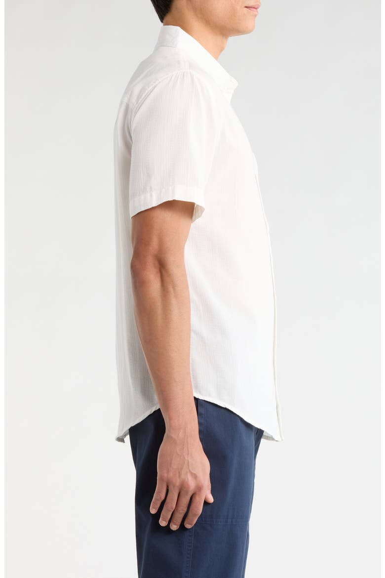 Caldera Stripe Jacquard Short Sleeve Button-Up Shirt, Alternate, color, VINTAGE WHITE