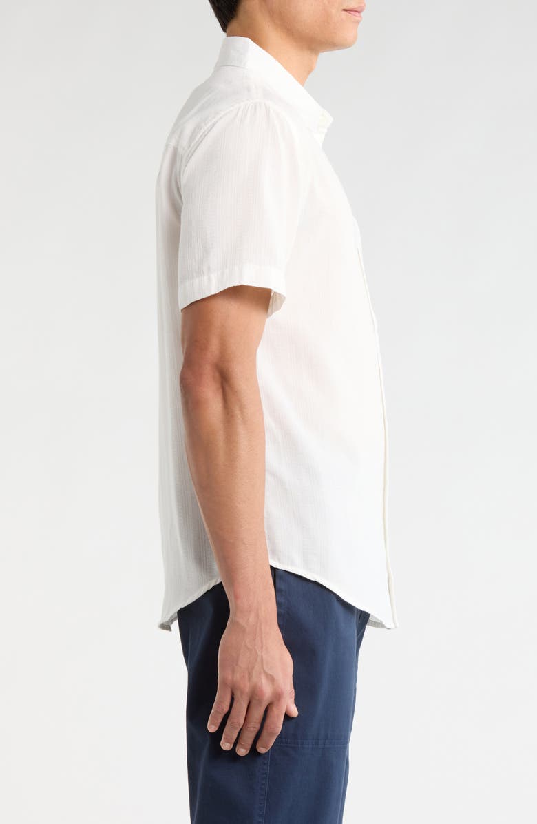 Seager Co Caldera Stripe Jacquard Short Sleeve Button-Up Shirt, Alternate, color, Vintage White