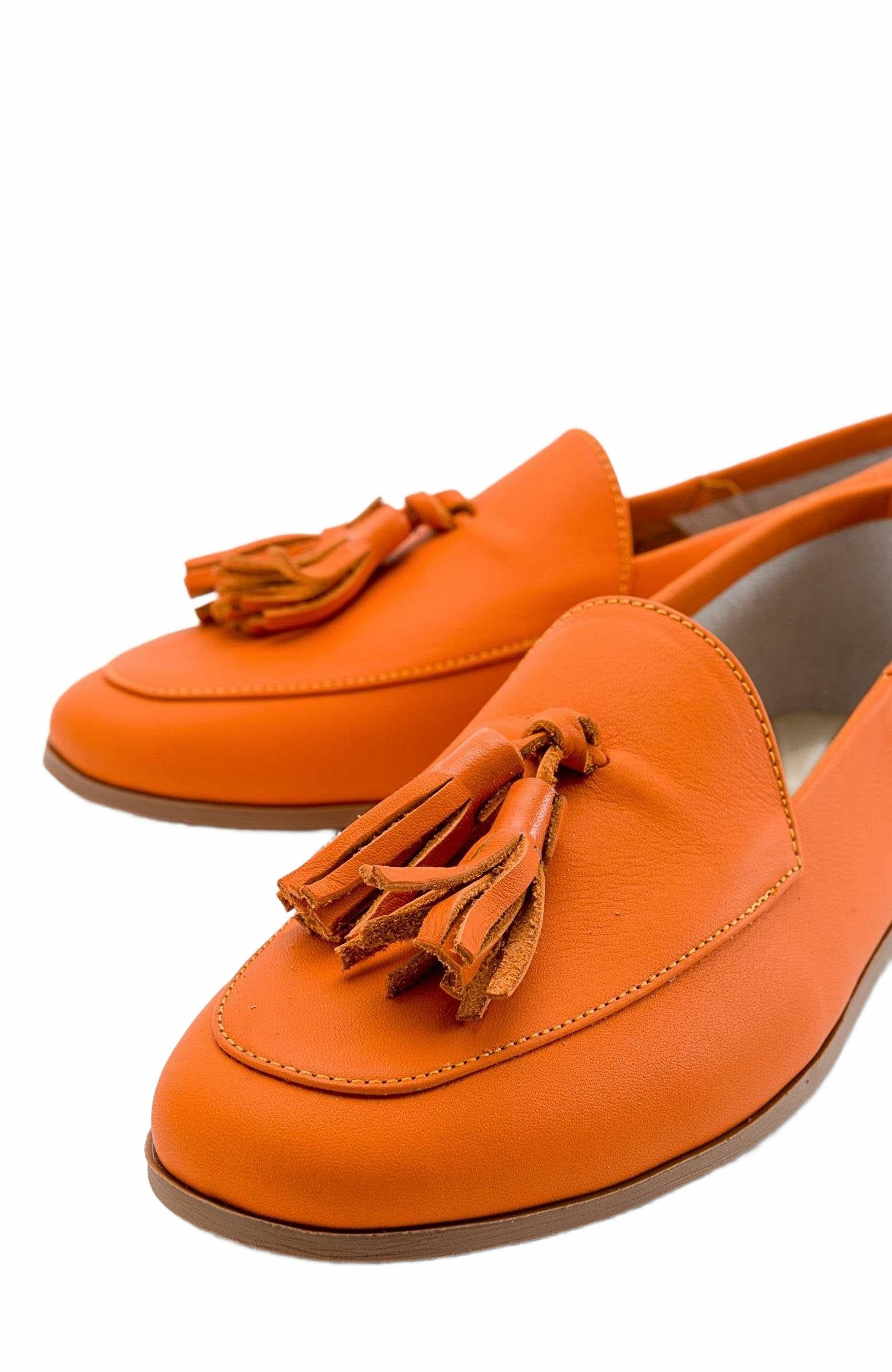 Mona Soft Leather Tassel Loafer, Alternate, color, Orange Leather