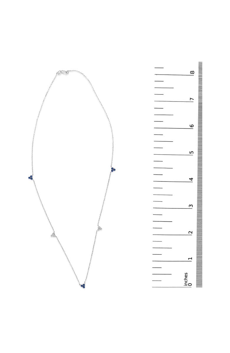 Haus of Brilliance 14K White Gold 1/5 Cttw Diamond and Sapphire Trio Cluster Station Necklace, Alternate, color, White Gold