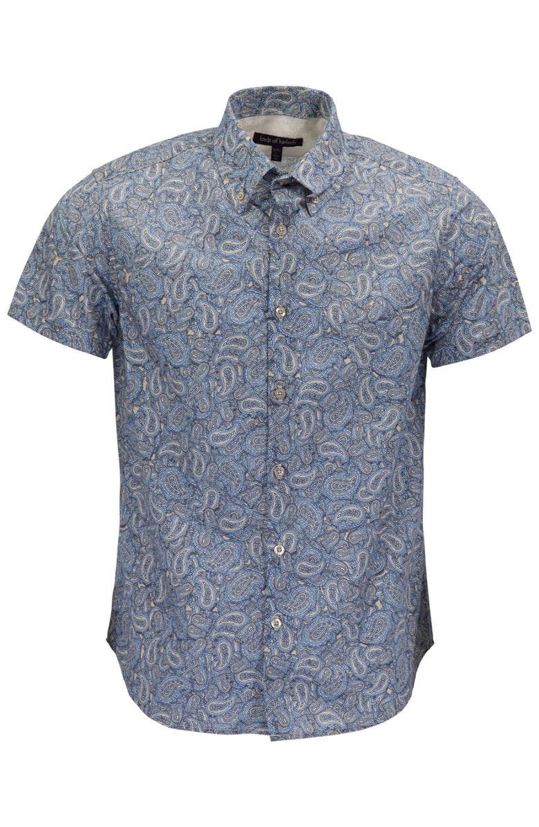Lords of Harlech Paisley Pile Mens Printed Button Up Shirt, Alternate, color, Paisley Pile Natural