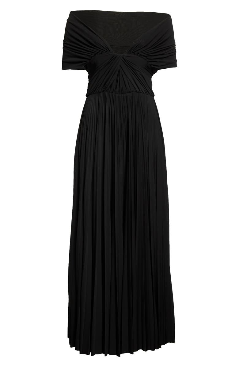 Brandon Maxwell Off the Shoulder Plunge Neck Midi Dress, Alternate, color,